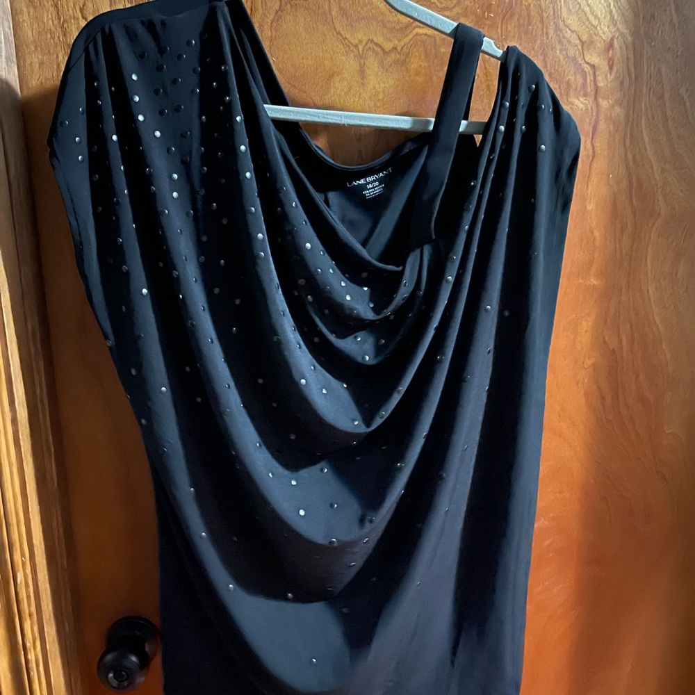 Lane Bryant Black Embellished Sequin Top